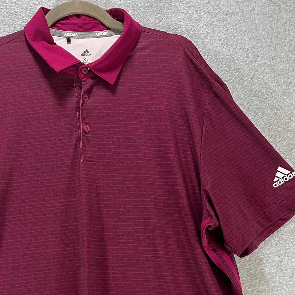 Adidas Polo Shirt Golf Mens XL Burgundy Performance Athletic Sportswear
